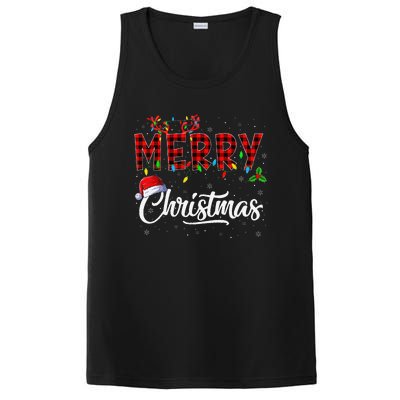 Merry Christmas Lights Santa Hat Xmas Family PosiCharge Competitor Tank