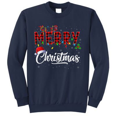 Merry Christmas Lights Santa Hat Xmas Family Sweatshirt