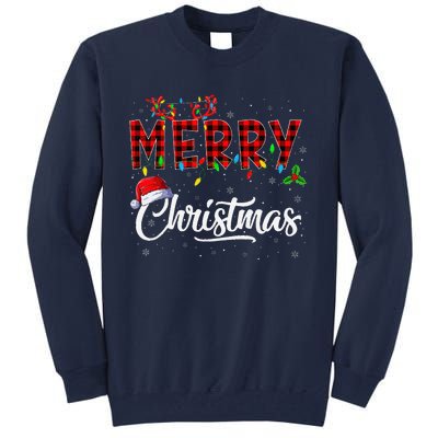 Merry Christmas Lights Santa Hat Xmas Family Tall Sweatshirt