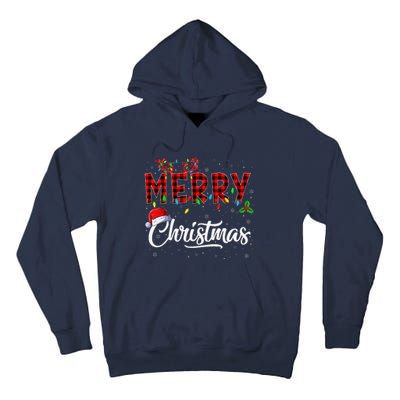 Merry Christmas Lights Santa Hat Xmas Family Tall Hoodie