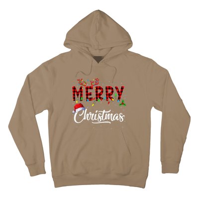 Merry Christmas Lights Santa Hat Xmas Family Hoodie