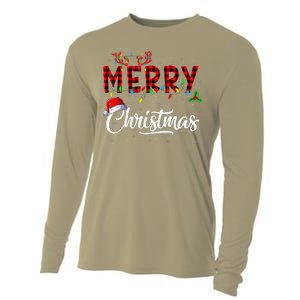 Merry Christmas Lights Santa Hat Xmas Family Cooling Performance Long Sleeve Crew