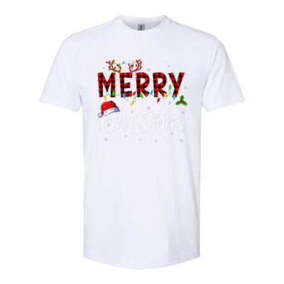 Merry Christmas Lights Santa Hat Xmas Family Softstyle CVC T-Shirt