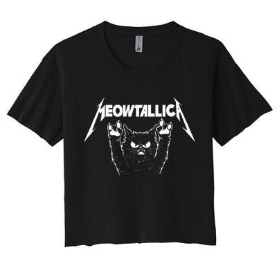 Meowtallica Cat Lover Kitten Kitty Veterinarian Women's Crop Top Tee