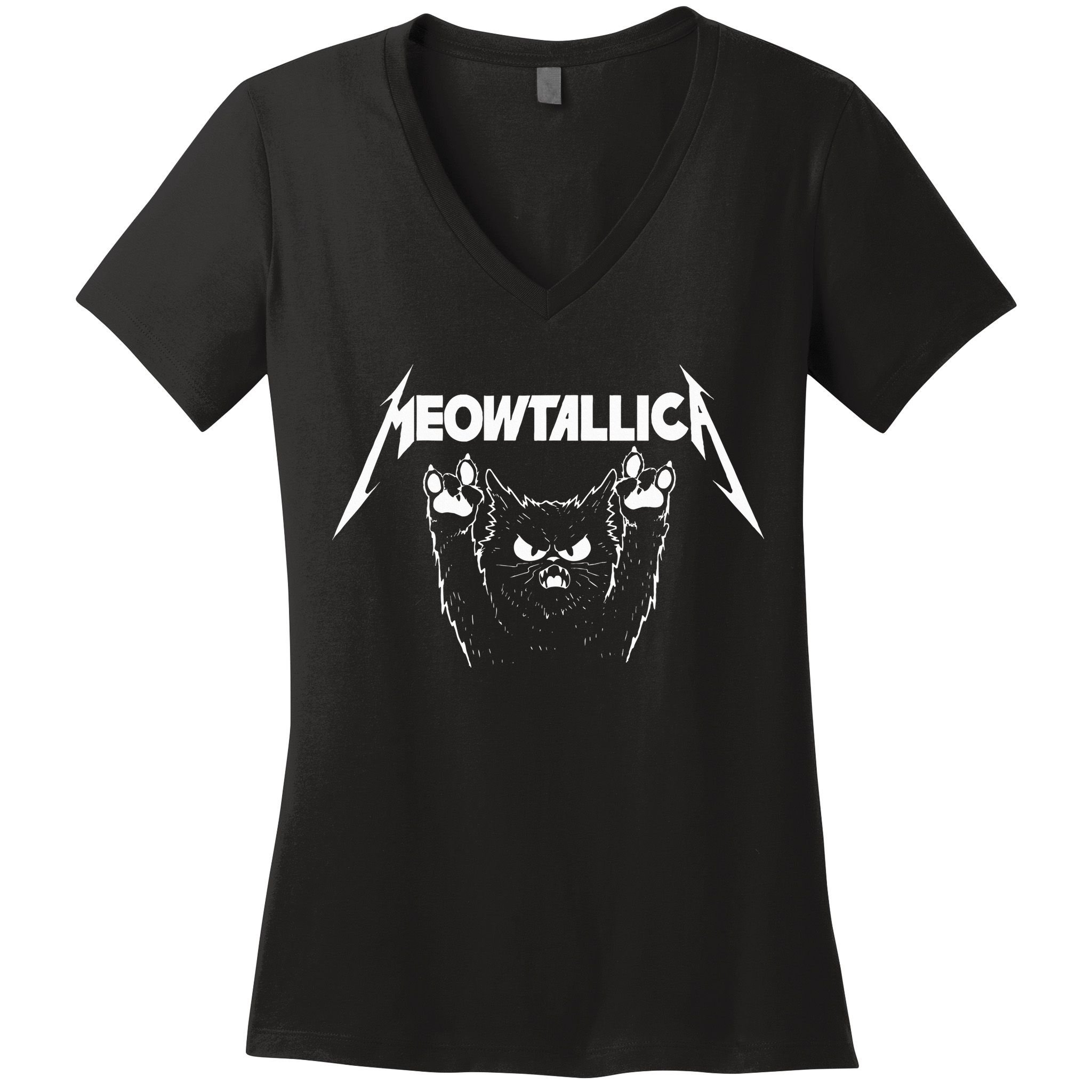 Meowtallica Cat Lover Kitten Kitty Veterinarian Women's V-Neck T-Shirt
