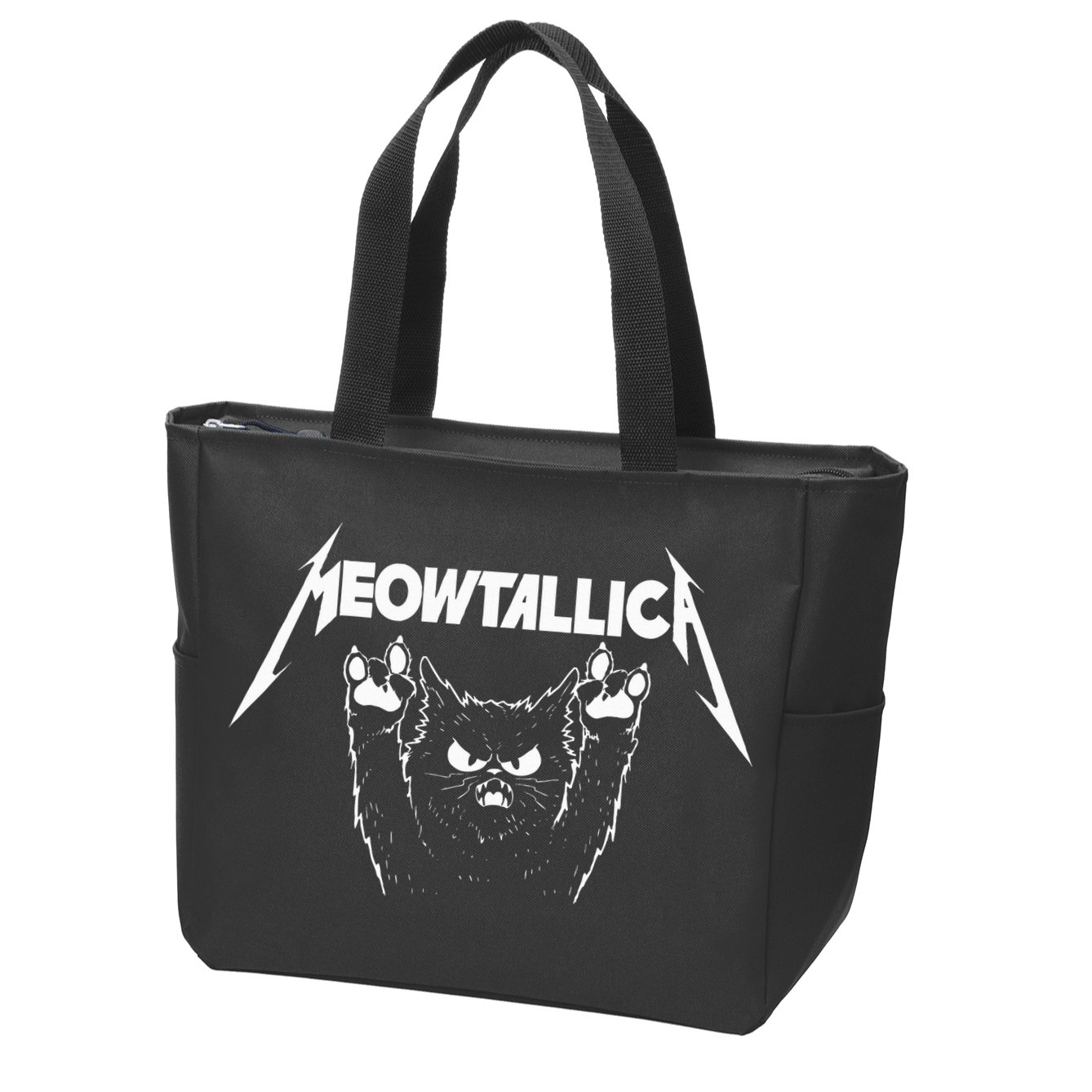 Meowtallica Cat Lover Kitten Kitty Veterinarian Zip Tote Bag