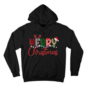 Merry Christmas Leopard Buffalo Red Plaid Santa Xmas Hoodie