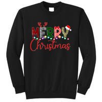 Merry Christmas Leopard Buffalo Red Plaid Santa Xmas Sweatshirt