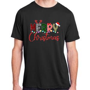 Merry Christmas Leopard Buffalo Red Plaid Santa Xmas Adult ChromaSoft Performance T-Shirt