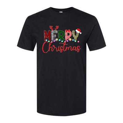 Merry Christmas Leopard Buffalo Red Plaid Santa Xmas Softstyle CVC T-Shirt