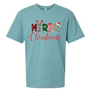 Merry Christmas Leopard Buffalo Red Plaid Santa Xmas Sueded Cloud Jersey T-Shirt