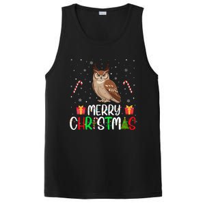 Merry Christmas Lights Owl Reindeer Hat Xmas Pjs PosiCharge Competitor Tank