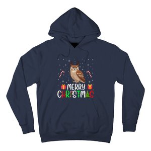 Merry Christmas Lights Owl Reindeer Hat Xmas Pjs Hoodie