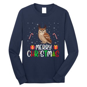 Merry Christmas Lights Owl Reindeer Hat Xmas Pjs Long Sleeve Shirt