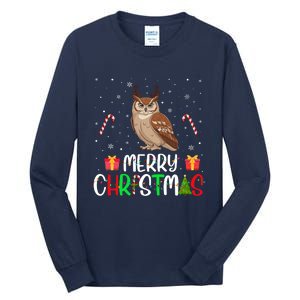 Merry Christmas Lights Owl Reindeer Hat Xmas Pjs Tall Long Sleeve T-Shirt