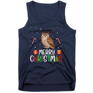 Merry Christmas Lights Owl Reindeer Hat Xmas Pjs Tank Top