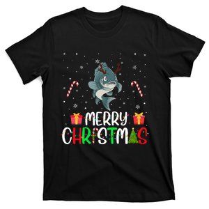 Merry Christmas Lights Fish Reindeer Hat Xmas Pjs T-Shirt