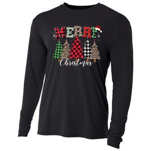 Merry Christmas Leopard Buffalo Red Plaid For Long Sleeve Cooling Performance Long Sleeve Crew