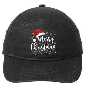 Merry Christmas Lights Red Santa Hat Xmas Family Women Tank Top 7-Panel Snapback Hat