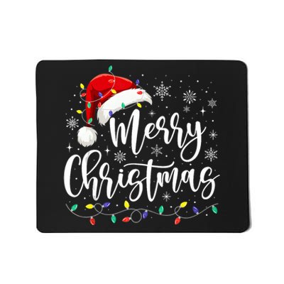 Merry Christmas Lights Red Santa Hat Xmas Family Women Tank Top Mousepad