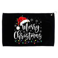 Merry Christmas Lights Red Santa Hat Xmas Family Women Tank Top Grommeted Golf Towel