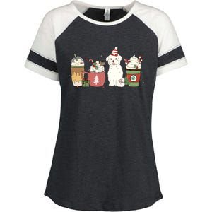 Maltese Coffee Latte Winter Christmas Dog Mom Holiday Gift Enza Ladies Jersey Colorblock Tee