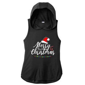 Merry Christmas Long Sleeve Ladies PosiCharge Tri-Blend Wicking Draft Hoodie Tank