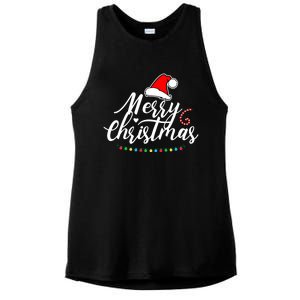 Merry Christmas Long Sleeve Ladies PosiCharge Tri-Blend Wicking Tank