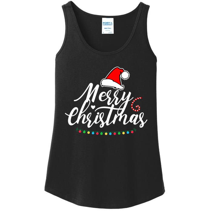 Merry Christmas Long Sleeve Ladies Essential Tank