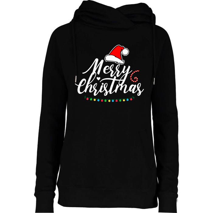 Merry Christmas Long Sleeve Womens Funnel Neck Pullover Hood