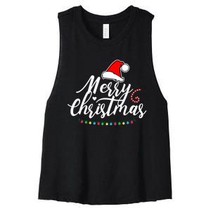 Merry Christmas Long Sleeve Women's Racerback Cropped Tank