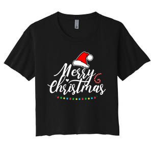 Merry Christmas Long Sleeve Women's Crop Top Tee