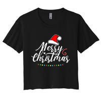 Merry Christmas Long Sleeve Women's Crop Top Tee