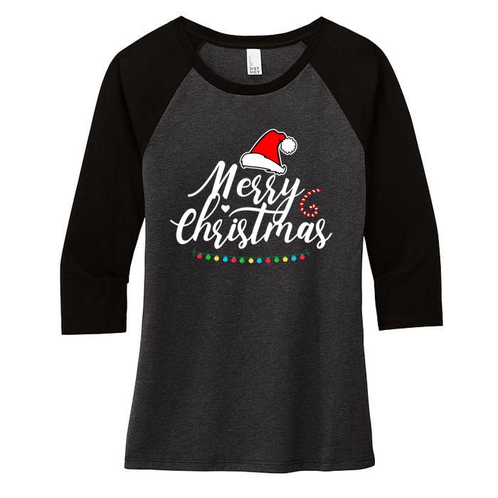 Merry Christmas Long Sleeve Women's Tri-Blend 3/4-Sleeve Raglan Shirt