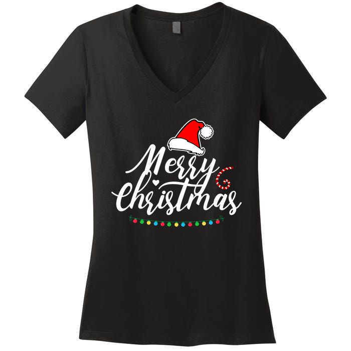 Merry Christmas Long Sleeve Women's V-Neck T-Shirt