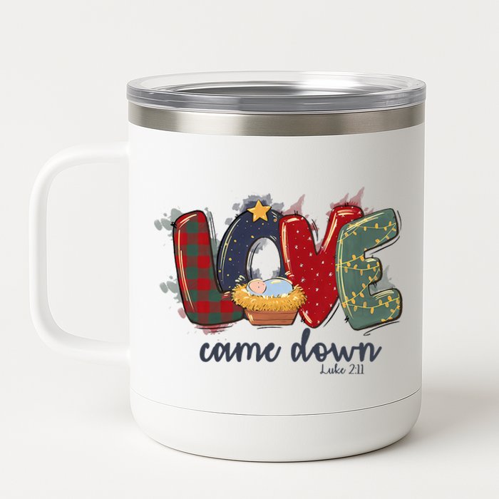 Merry Christmas Love Came Down Luke 211 Christian Religious 12 oz Stainless Steel Tumbler Cup