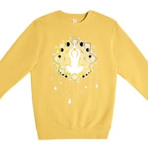 Meditation Clothing Lotus Seat Namaste Yoga Funny Gift Premium Crewneck Sweatshirt