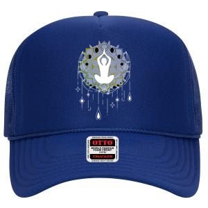 Meditation Clothing Lotus Seat Namaste Yoga Funny Gift High Crown Mesh Back Trucker Hat