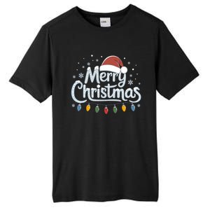 Merry Christmas Lights Red Santa Hat Xmas Family Great Gift Tall Fusion ChromaSoft Performance T-Shirt