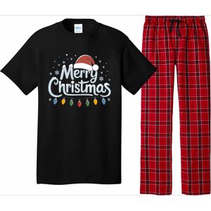 Merry Christmas Lights Red Santa Hat Xmas Family Great Gift Pajama Set