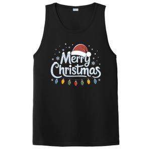 Merry Christmas Lights Red Santa Hat Xmas Family Great Gift PosiCharge Competitor Tank