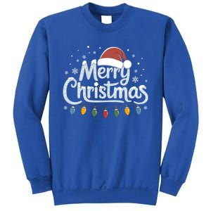 Merry Christmas Lights Red Santa Hat Xmas Family Great Gift Sweatshirt