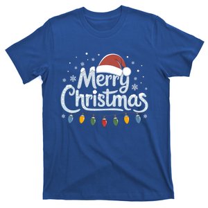 Merry Christmas Lights Red Santa Hat Xmas Family Great Gift T-Shirt