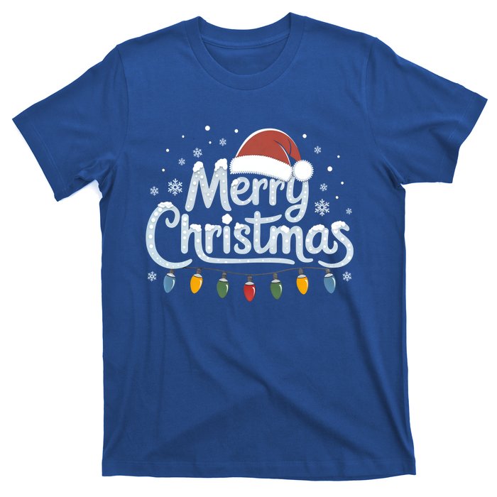 Merry Christmas Lights Red Santa Hat Xmas Family Great Gift T-Shirt