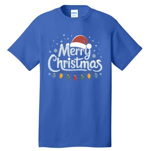 Merry Christmas Lights Red Santa Hat Xmas Family Great Gift Tall T-Shirt