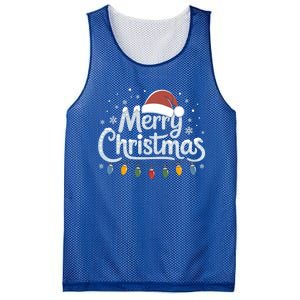 Merry Christmas Lights Red Santa Hat Xmas Family Great Gift Mesh Reversible Basketball Jersey Tank