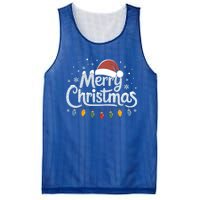 Merry Christmas Lights Red Santa Hat Xmas Family Great Gift Mesh Reversible Basketball Jersey Tank