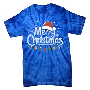 Merry Christmas Lights Red Santa Hat Xmas Family Great Gift Tie-Dye T-Shirt