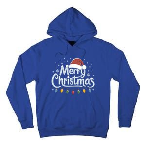 Merry Christmas Lights Red Santa Hat Xmas Family Great Gift Tall Hoodie