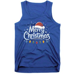 Merry Christmas Lights Red Santa Hat Xmas Family Great Gift Tank Top